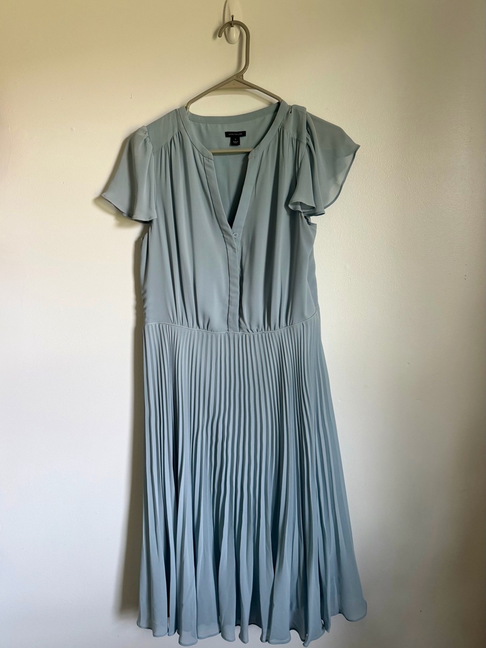 Ann Taylor Light Blue Pleated Midi Dress